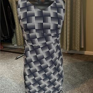 Anne Klein Elegant Black and White Checkered Dress
